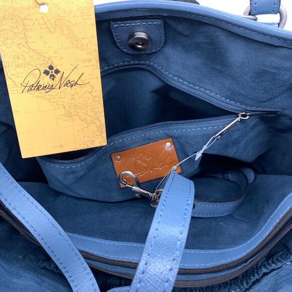 Patricia Nash Blue Leather Handbags Cutout Adeline Tote - Picture 4 of 10